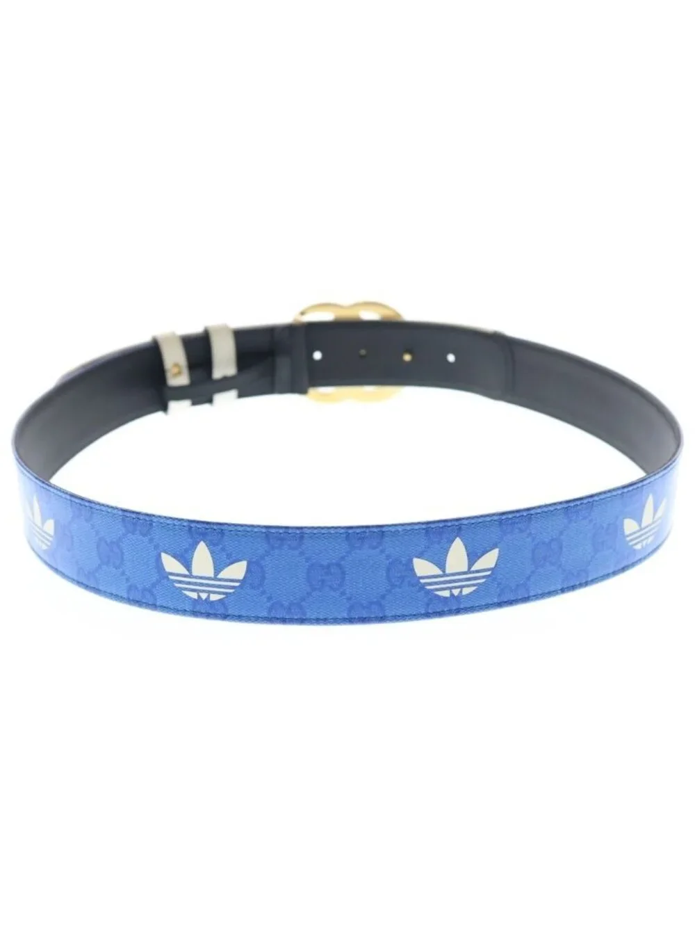 Gucci Adidas GG Logo Buckle Trefoil Belt Blue
